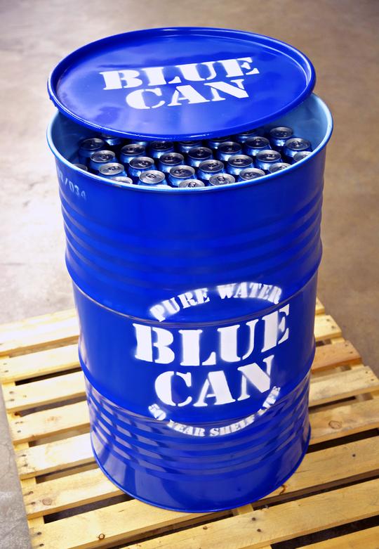 Blue Can Drinking Water for preppers and families