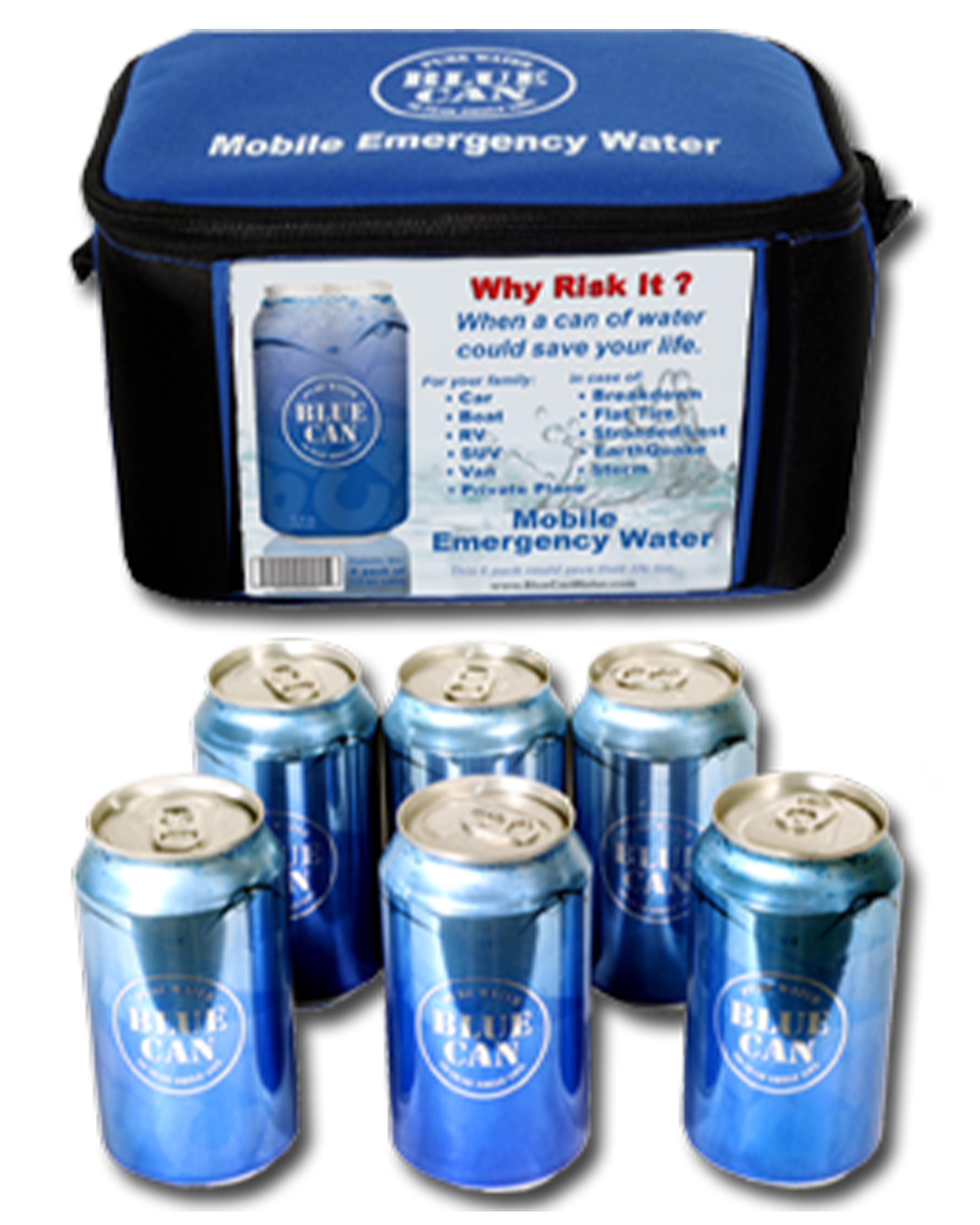 Blue Can Emergency Water - 50 Year Shelf Life - Pallet of 2,400 Cans